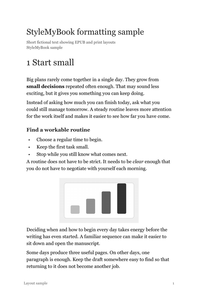Chapter opening 'Start small' from the Classic sample PDF.